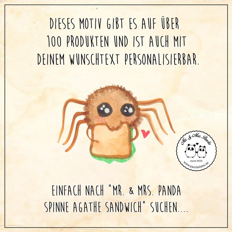 Mr. & Mrs. Panda Personalisierte Schminktasche Spinne Agathe Sandwich Größe
