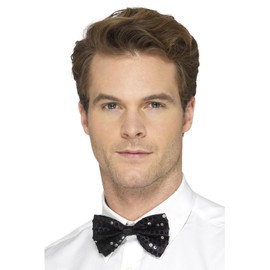 Smiffys Sequin Bow Tie, Black , Party & Carnival Fancy Dress, Party Dress Up Accessories