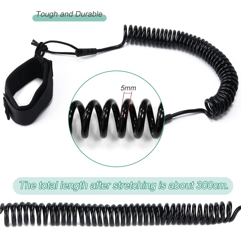Ruikdly SUP Leash 5.5 mm 10 Feet Rolled TPU Paddle