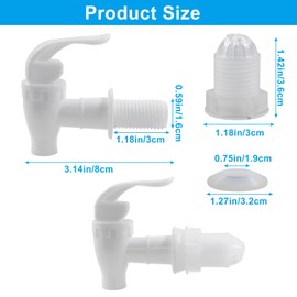 Waziaqoc 4 PCS Spigot for Beverage Dispenser, Plastic Spout for Drink Dispenser, Push Style Faucet Spigot Replacement for Drink Dispenser, Buffets Parties Glass Beverage Dispenser, White