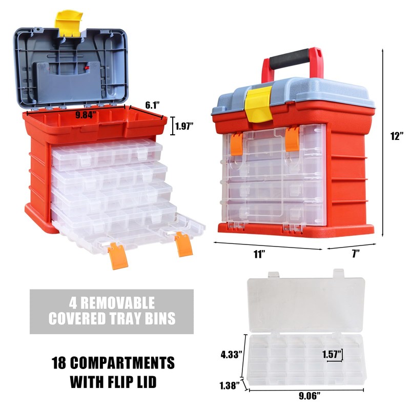 Torin AG2154CB Tackle Box Organizer: Portable Storage Tool Box with