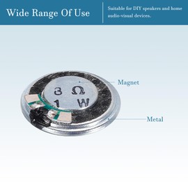 QUARKZMAN 8 Ohm 1W Round Magnetic Speakers x 4 Pieces Metal Shell for Home Audio Video Devices [Metal Plastic]