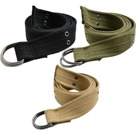 Rothco D Ring Military Pistol Style Belt 1.5" Heavy Duty Vintage Army Tactical Grommets - Black, Large