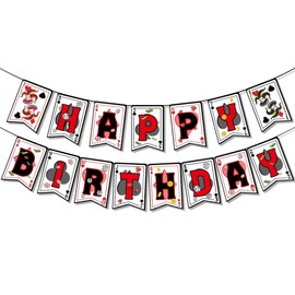 Happy Birthday Banner, Casino Night Poker Birthday Banner Happy Birthday Garland for Vegas Party Decoration