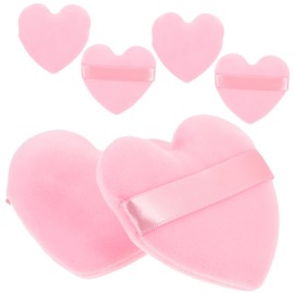 Beavorty Set of 6 Heart Makeup Face Powder Puff for Women for Loose Powder Portable and Easy to Carry