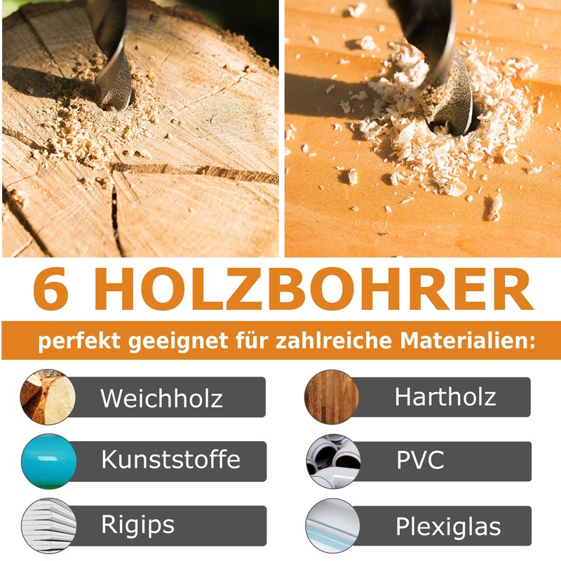 Wood drill bit set, for drills, 30 cm long wood