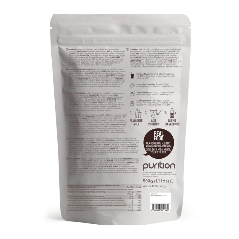 Purition Coffee & Walnut Natural Protein Powder for Keto Diet