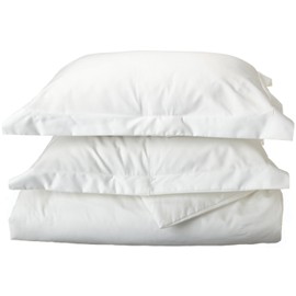 SUPERIOR Cotton-Blend 600-Thread Count Solid Duvet Cover and Pillow Shams, Twin, White, 3-Piece Set
