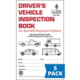 Driver’s Vehicle Inspection Book for Non-DOT Regulated Drivers, 5.5 x 9.75, DVIR Book, 5-Pack, J. J. Keller & Associates, Inc.