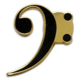 Novel Merk Bass Clef Music Lapel Pin, Hat Pin & Tie Tack Set - Clutch Back (3- Bass Clef), Medium