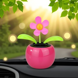 Pink Solar Dancing Sun Flower Automotive Ornament Solar Powered Dancing Sun Flower in Colorful Pots Swinging Animated Bobblehead Dancer Window Sun Catcher Car Dashboard Solar Power Kits