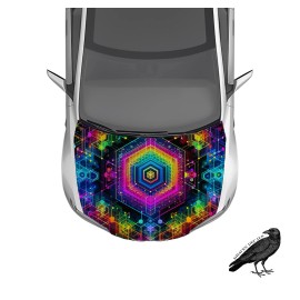 Psychedelic Trippy Hood Wrap Weatherproof Vinyl Car Decal 50" X 65"