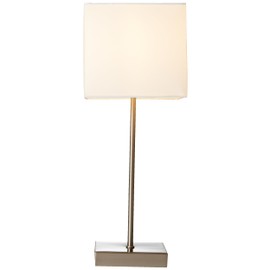 Lightbox Timeless Bedside Lamp – 43 x 17 x 17 cm – Table Lamp with White Fabric Shade and Touch Switch – E14, Max. 40 W – Metal / Textile
