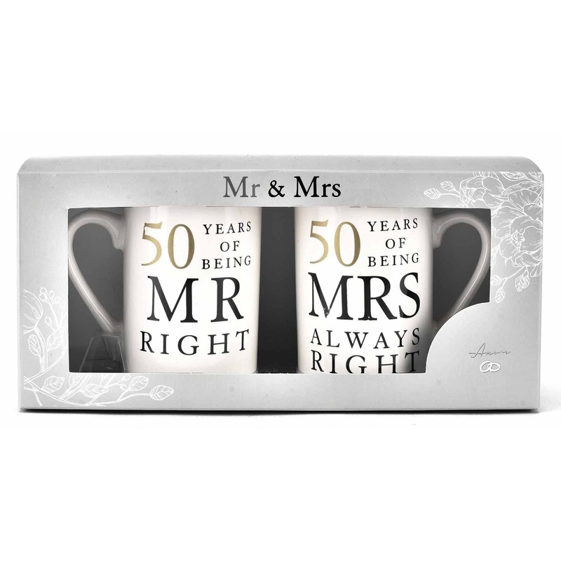 50 Years Mr & Mrs Mugs Amore Mug Set In
