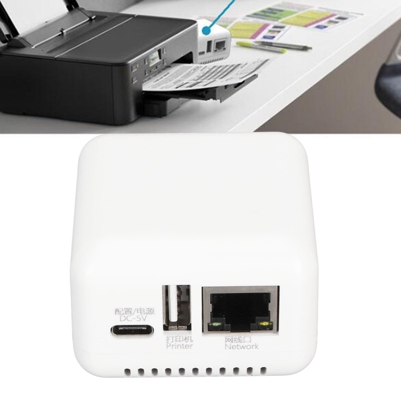 Rtuates LAN Print Share Server, Plug and Play Ligero 5V