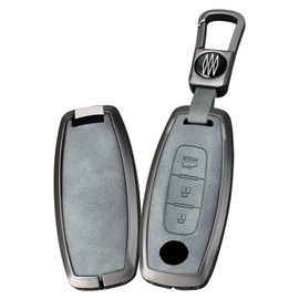 ontto 3-Button Car Key Skin Antiscratched Key Fob Cover Compatible with Nissan Rogue Pathfinder X-Trail Versa Kicks Ariya Qashqai Teana Sentra 2023 2024 Car Accessories,with Keychain C,Grey