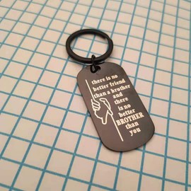 There is No Better Friend Than a Brother Gift Keychain from Sister Brother Christmas Birthday Gifts for Litter Brothers Key Ring for Men Boys Big Brother