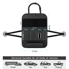 GMQ Backseat Car Organizer with Tray 1 Pack,Car Backseat Organizer with Foldable Table for Kids,Multifunctional Seat Back Organizer with Storage Pockets Car Storage Organizer (Black)