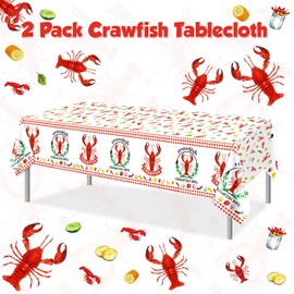 PHOGARY Crawfish Boil Party Supplies - 2pcs Lobster Tablecloth Plastic Red Lobsters Table Cover Seafood Boil Party Decorations - Rectangular Table Decor 108 x 51inch