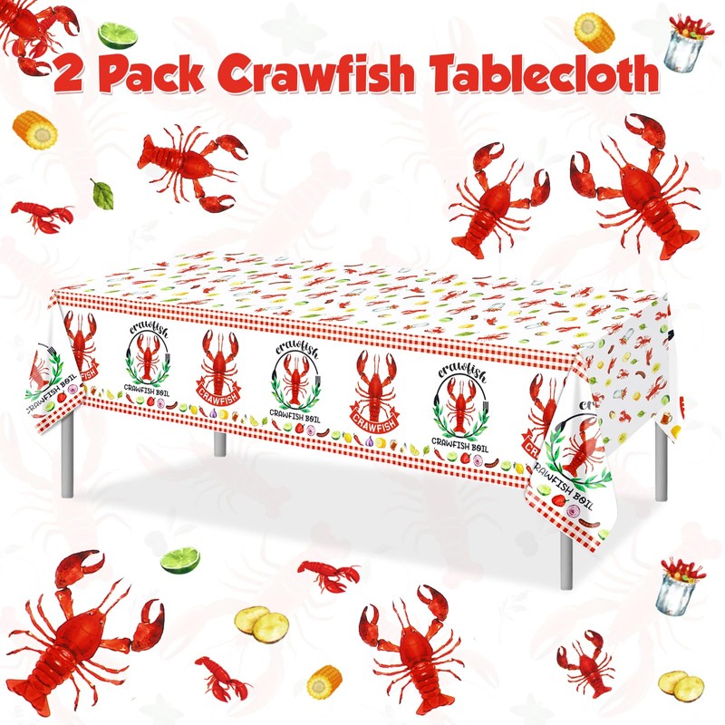 PHOGARY Crawfish Boil Party Supplies - 2pcs Lobster Tablecloth Plastic
