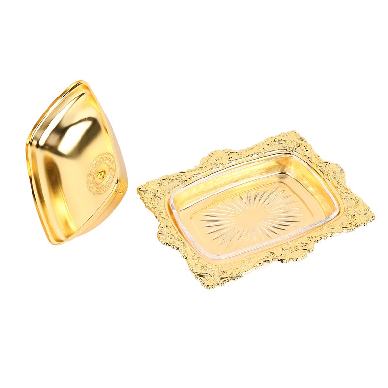 Metal Butter Plate European Vintage Butter Dish Rectangle Multifunctional Butter