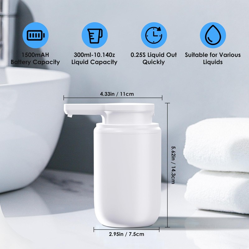 Automatic Soap Dispenser Touchless Foaming: Soap Dispenser Rechargeable for Bathroom