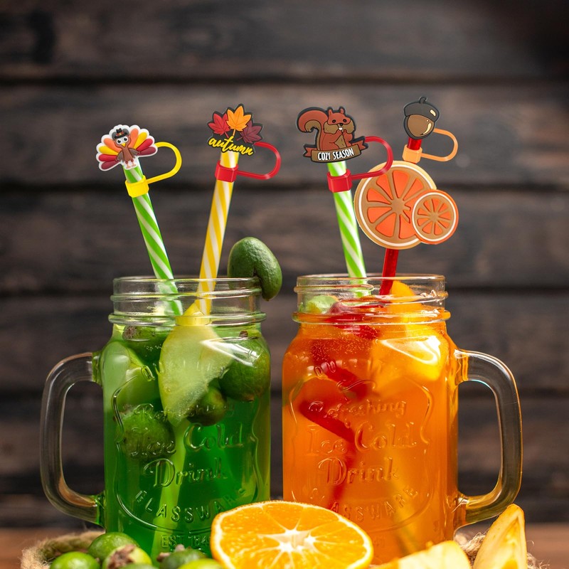 6 Pack Thanksgiving Straw Cover Cap for Stanely Cups 40oz