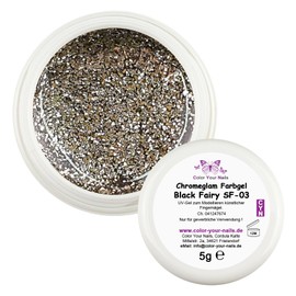 Premium Glamgele - Funkelnde Highlights für glamouröse Nageldesigns, Brillante Farben, Spektakuläres Funkeln, 15 Farben in Premium Qualität (Black Fairy (SF-03), 5g)