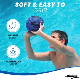 Wave Runner Waterproof Volleyball with Sure-Grip Technology - Perfect for Pool Games, Beach Volleyball and Indoor Pool - Durable Design with Special Texture for Reduced Stinging (Random Color)