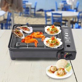 PIAOCAIYIN Butane Grill Stove, Portable Gas Grill Stove Adjustable Firepower Tabletop BBQ Grill with Storage Case Korean BBQ Grill for Outdoor Camping Traveling Black