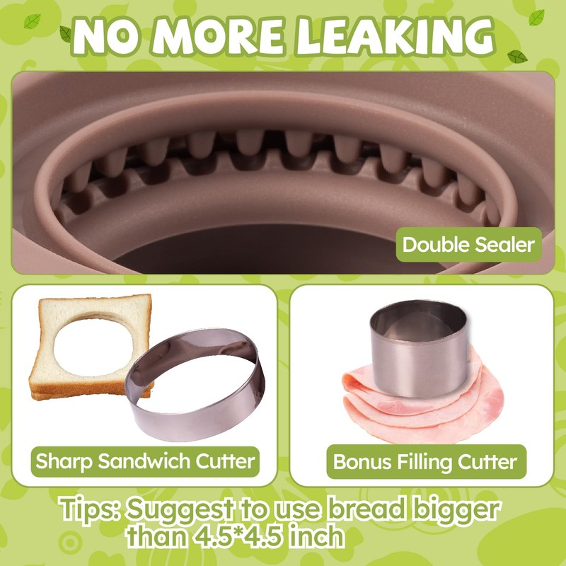 Uncrustables Sandwich Maker Sealer Cutter, Crustless Sandwich Cutter, PB&J Uncrustable