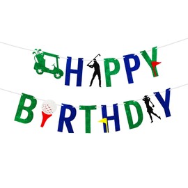 SKTMH Golf Birthday Party Decorations Felt Golf Happy Birthday Banner Let’s Par-Tee Banner Decoration Sport Theme Happy Birthday Banner for Sports Theme Party Decoration Supplies