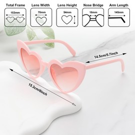 3 PCS Heart Shaped Sunglasses, Love Sunglasses Fashion Heart Glasses Vintage Heart Sunglasses Retro Glasses Colorful Cat Eye Sunglasses for Women Adults Girls Kids Party Beach (style2)