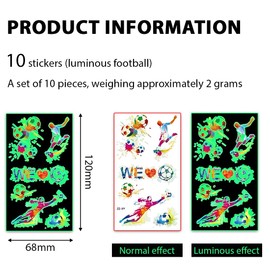 JEYORZY 10 Blätter Leuchttattoos Kinder Fußball, Tattoo Kinder Fussball Geschenke Jungen, Schultüte Füllung Schulkind Geschenk Einschulung Junge, Coole Sachen für Jung(B)
