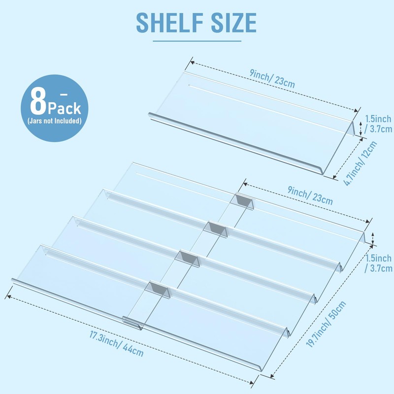 Suneerplay Spice Drawer Organizer 8 Tier, Acrylic Seasoning Organizer Rack,