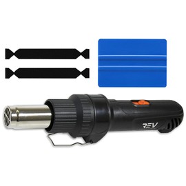 REV Professional Grade Inline Design Handheld Heat Gun for Automotive Vinyl Wrap (Heat Gun with Blue Application Squeegee & 2x Black Felt)