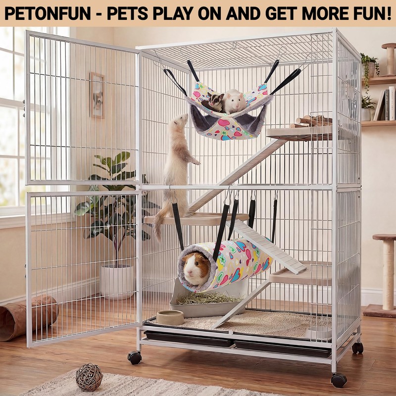 petonfun 2 Pack Ferret Rat Hammock Tunnel for Cage Accessories
