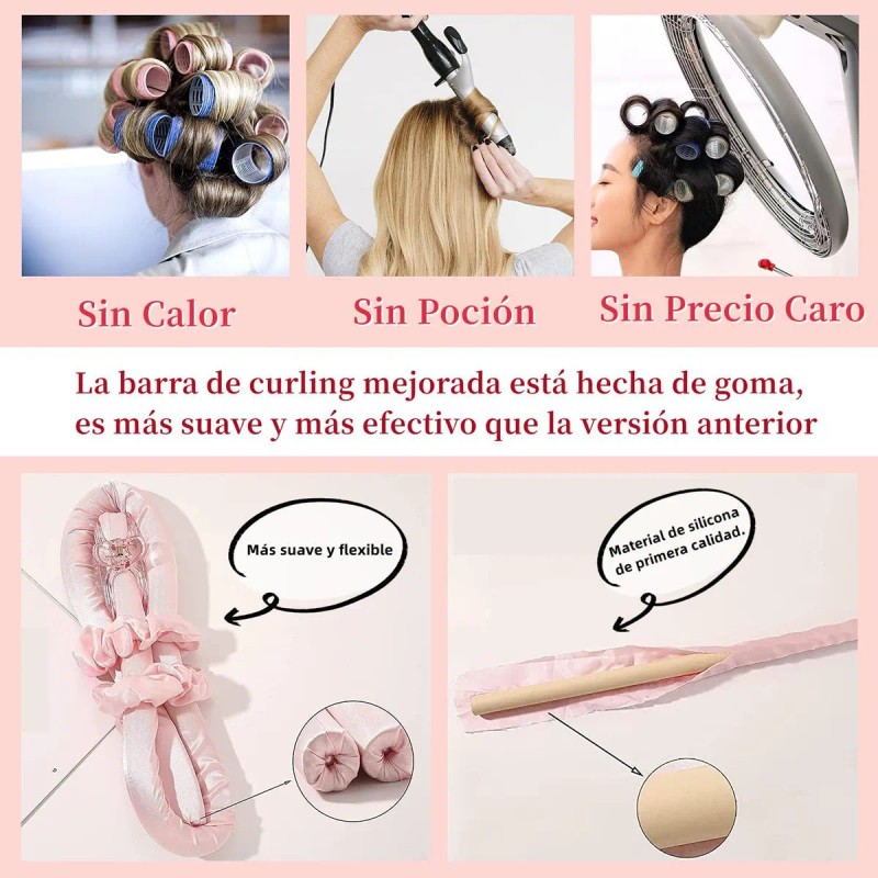 6pzs Curly Ondas En Cabello Rizos Sin Calor Tubo2 Scrunchie