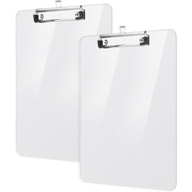Paquete de 2 Portapapeles de Plástico, Tablero Transparente Acrílico A4 de 8.5x11 para Aula, Estudiantes, Tamaño Carta Transparente de 9 x 12.5 con