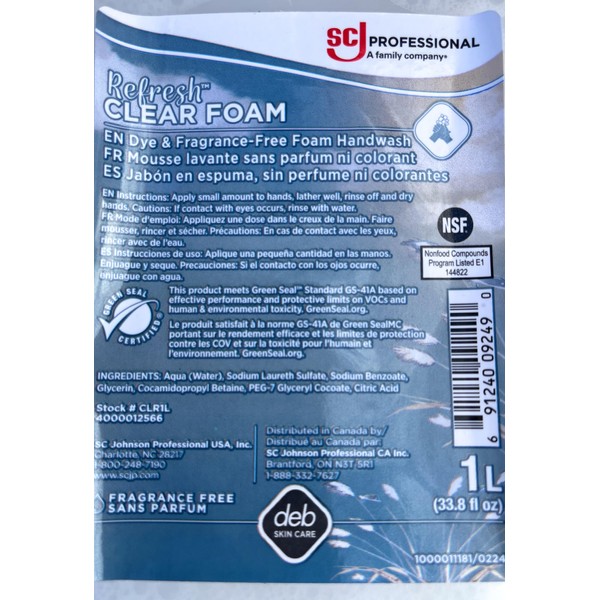 SC Johnson Professional SC Johnson Professional REFRESH CLEAR FOAM HAND