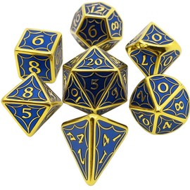 Metal Polyhedral Dice Set, 7-Piece Heavy-Duty RPG Dice for Dungeons & Dragons, Pathfinder, Tabletop Games, Premium Zinc Alloy DnD Dice for Roleplaying, Durable & Stylish (Blue)