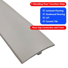 ZEYUE Flexible PVC T-Molding Transition Strips for Hard Wood Floor,Laminate,Tile,LVP. Vinyl Flooring Edging Trim 118" L × 1.97" W,Grey