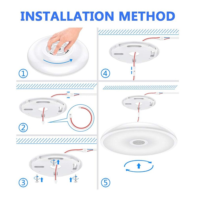 Horevo Bathroom Ceiling Light with Bluetooth Speaker and Remote Control