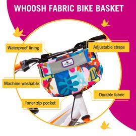 Po Campo Kids Bicycle Basket – Whoosh Bike Basket – Front Frame Handlebar Bag – Waterproof Fabric Bike Basket for Boys, Girls, Toddlers Bike or Scooter (Pink Sorbet)