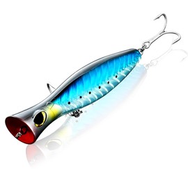 OSP Topwater Fishing Lure, 5.5 inch Surface Popper, 1.86oz Sinking Minnow for Saltwater and Freshwater Bionic 3D Eyes VMC Hook Fishing Lures
