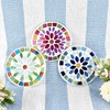 Forkart CNJYK5 Cute Handmade Glass Moissanite Coaster, Flower, Pink