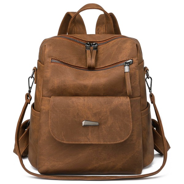 Everfunny Women Backpack Waterproof Anti-theft Lightweight PU Fashion Leather Nylon