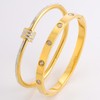 Camhanno 18K Gold Plated Stainless Steel Cuff Bracelet & Love