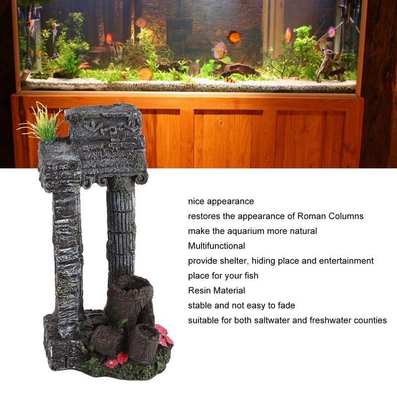 Aquarium Decoration Roman Columns Simulation Reusable Resin Fish Tank Landscape