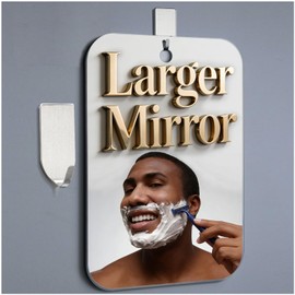 Shatterproof Shower Mirror Fogless for Shaving,(Larger 11x8 Inch) Anti Fog Shaving Mirror Holder NO-Drilling, No Fog Free Waterproof,Small Wall Mounted Bathroom Accessories Camping Hanging Men